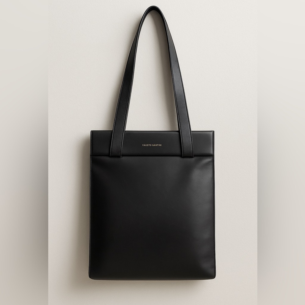 Fausto Santini Black Italian Leather Clutch Shoulder Bag | Made in Italy 🇮🇹 👜